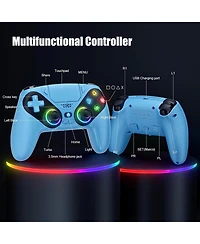 Nbcp Rgb Wireless Controller for PS5/Pc, Bluetooth, Dynamic Vibration, 6-Axis Motion, 3.5mm Audio Jack, Turbo, 1000mAh Battery, Speaker - Blue