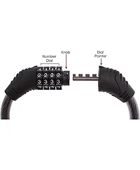 Bike Lock 4 Digit Resettable Combination Cable for Bicycle, 2 Feet x 1/2 Inch