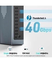 Acer Thunderbolt 4 Dock for 4 Monitors | 16-in-1 Usb-c Docking Station with 40Gbps Speed, 4K60Hz, 8K Support, 160W Power, 2.5Gbps Ethernet | Compatibl