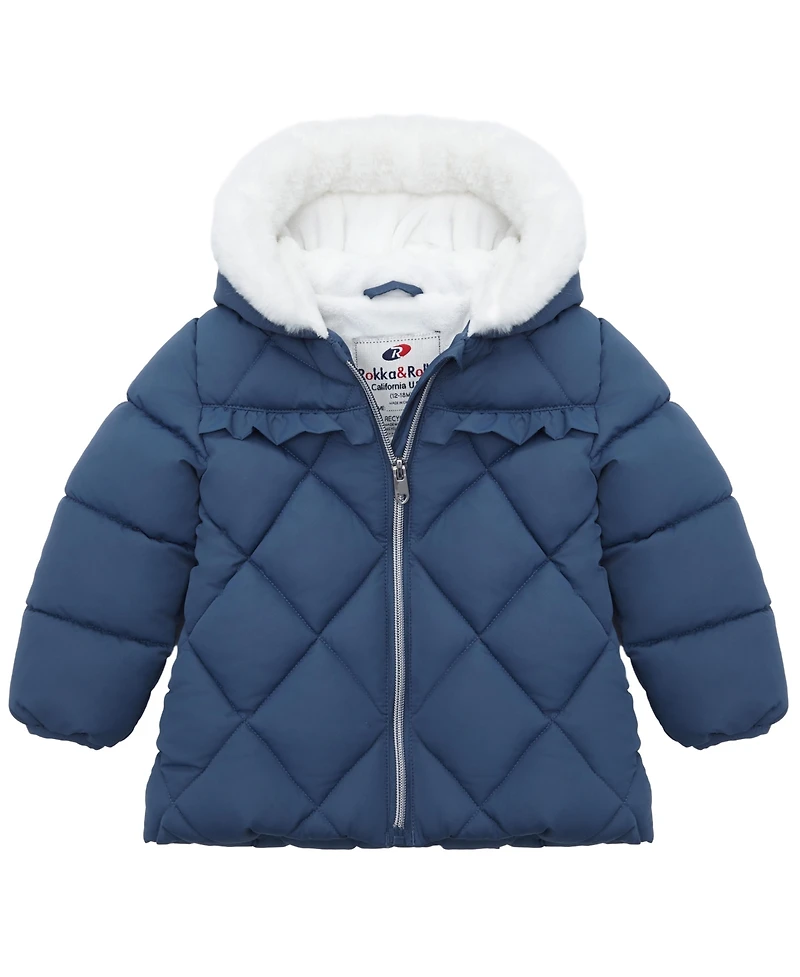 Rokka&Rolla Baby Girls Soft Lined Hooded Puffer Jacket