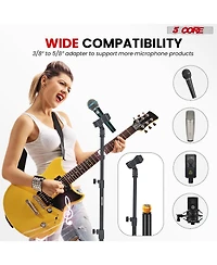 5Core Mic Stand Pair Floor Adjustable Universal Heavy Duty Microphone Stands Round Base Soporte De micrA fono