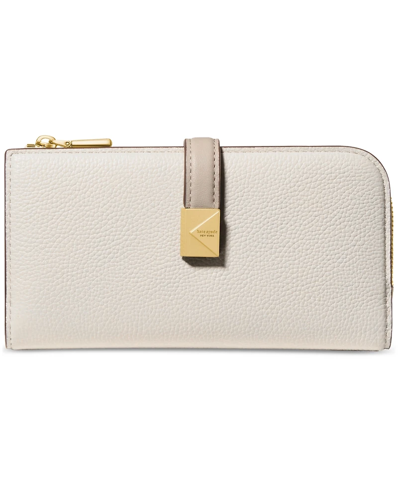 kate spade new york Deco Colorblocked Pebbled Leather Slim Zip Wallet