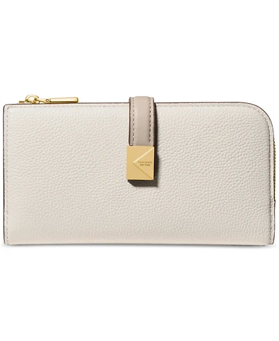 kate spade new york Deco Colorblocked Pebbled Leather Slim Zip Wallet