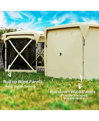 Outsunny 11ft Pop Up Gazebo Screen Tent with Removable Roof, Dark