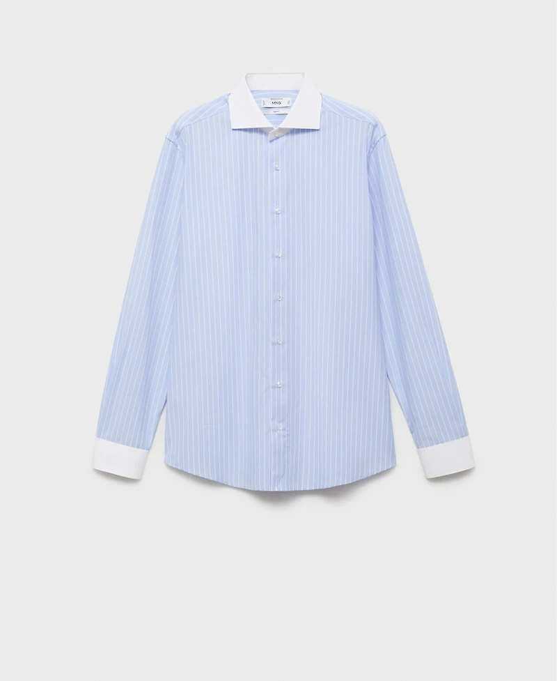 Mango Men's Striped-Print Slim-Fit Dress Shirt