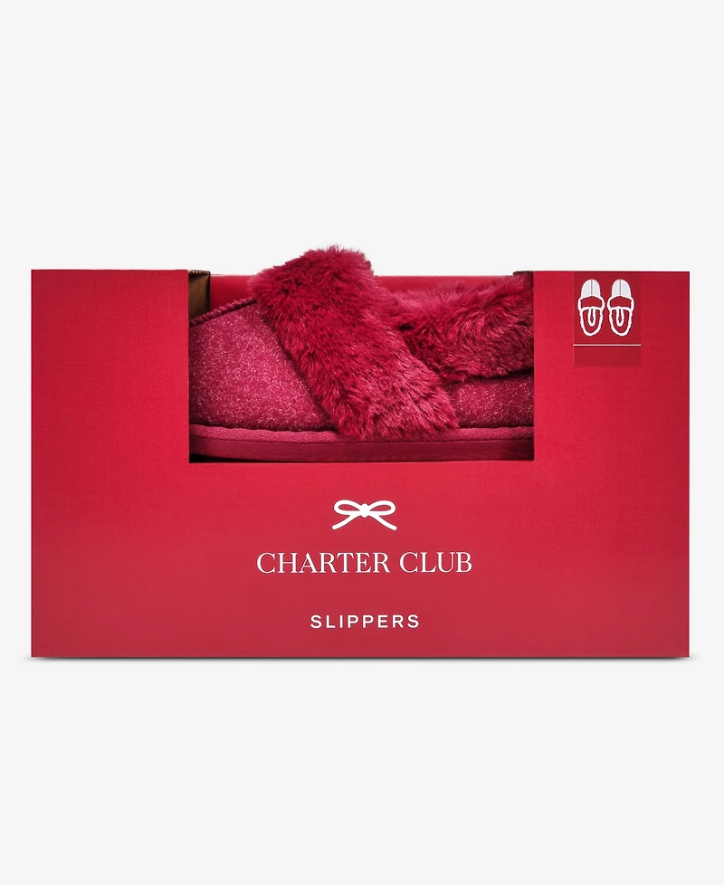 Charter Club Women's Faux-Fur-Lined Slippers, Macy's Exclusive