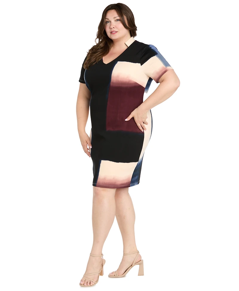 R & M Richards Plus Placement Print Scuba Dress