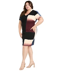 R & M Richards Plus Placement Print Scuba Dress