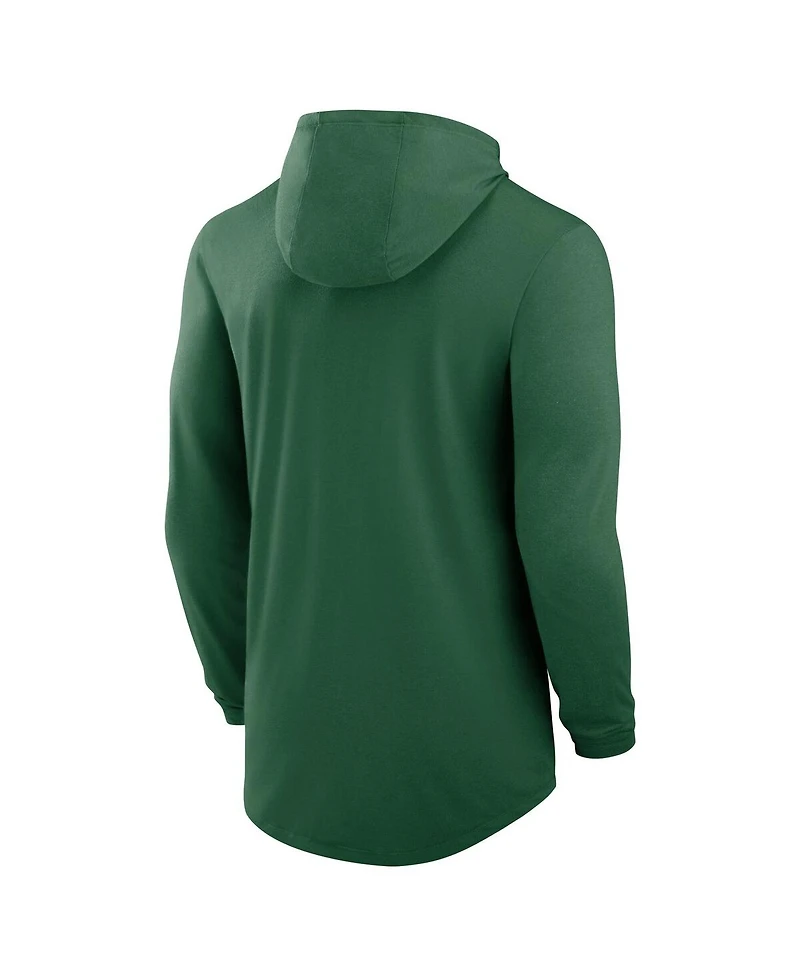 Nike Men's Green New York Jets Blitz Tri-Blend Performance Long Sleeve Hoodie T-Shirt
