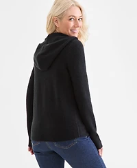 Style & Co Petite Zip-Front Hooded Sweater, Macy's Exclusive