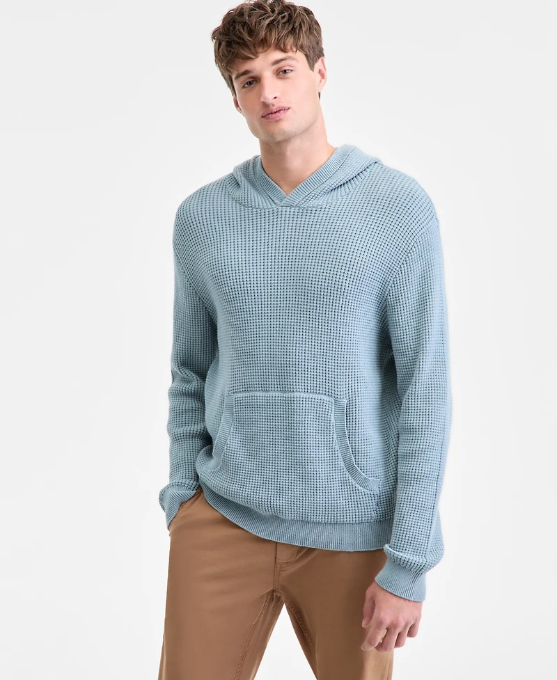 Sun + Stone Men's Waffle-Knit Pullover Hoodie, Exclusively at Macy's