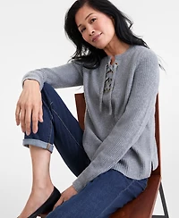 Style & Co Women's Lace-Up Long-Sleeve Sweater, Macy's Exclusive