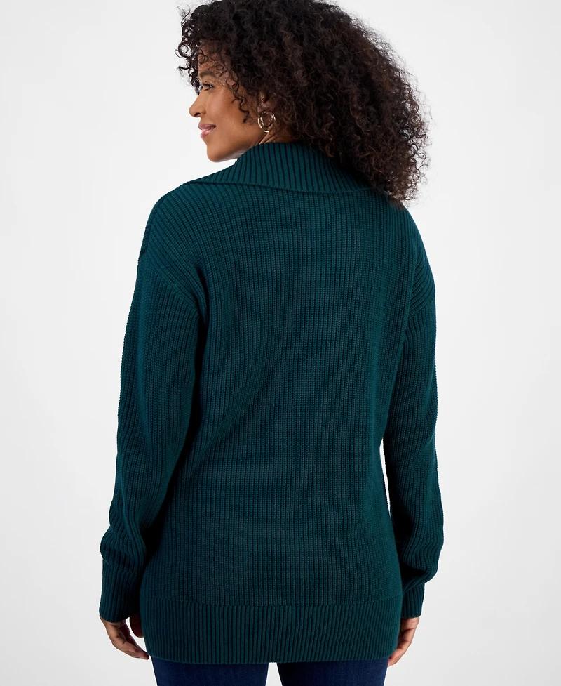 Style & Co Women's Quarter-Zip Cable-Knit Sweater, Macy's Exclusive