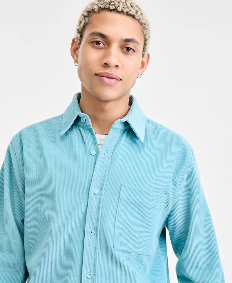 Sun + Stone Men's Long Sleeve Button-Front Corduroy Shirt, Created for Macy's