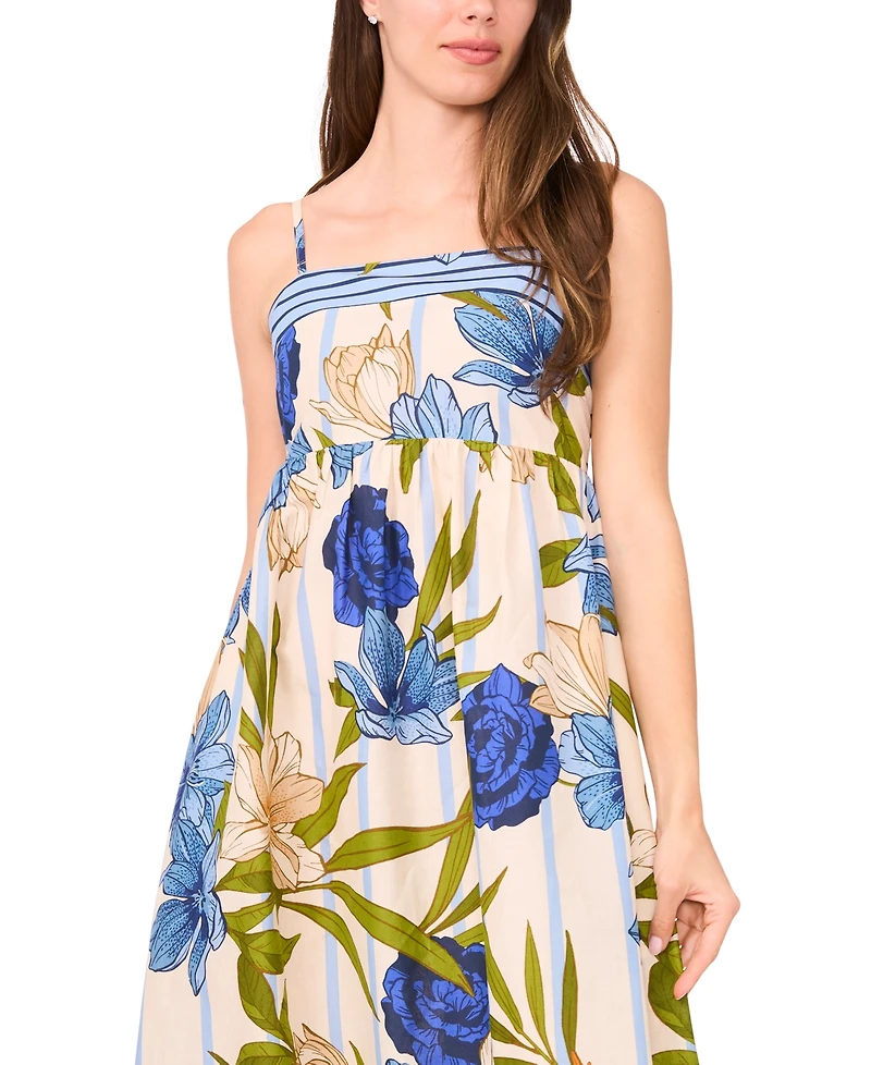 CeCe Women's Square Neck Spaghetti Strap Maxi Dress