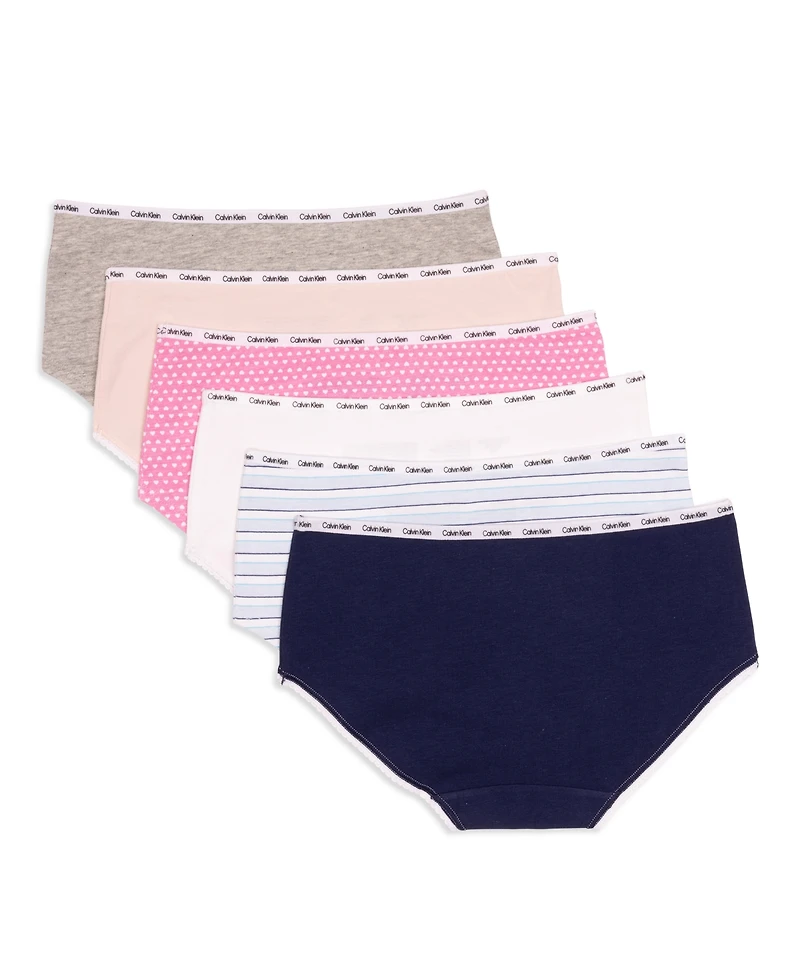 Calvin Klein Big Girls 6-Pack Leg Opening Hipster with Picot Detail