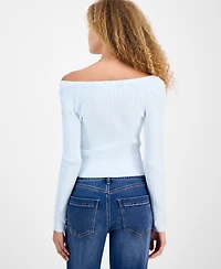 Ultra Flirt Juniors' Off-The-Shoulder Cable-Knit Sweater
