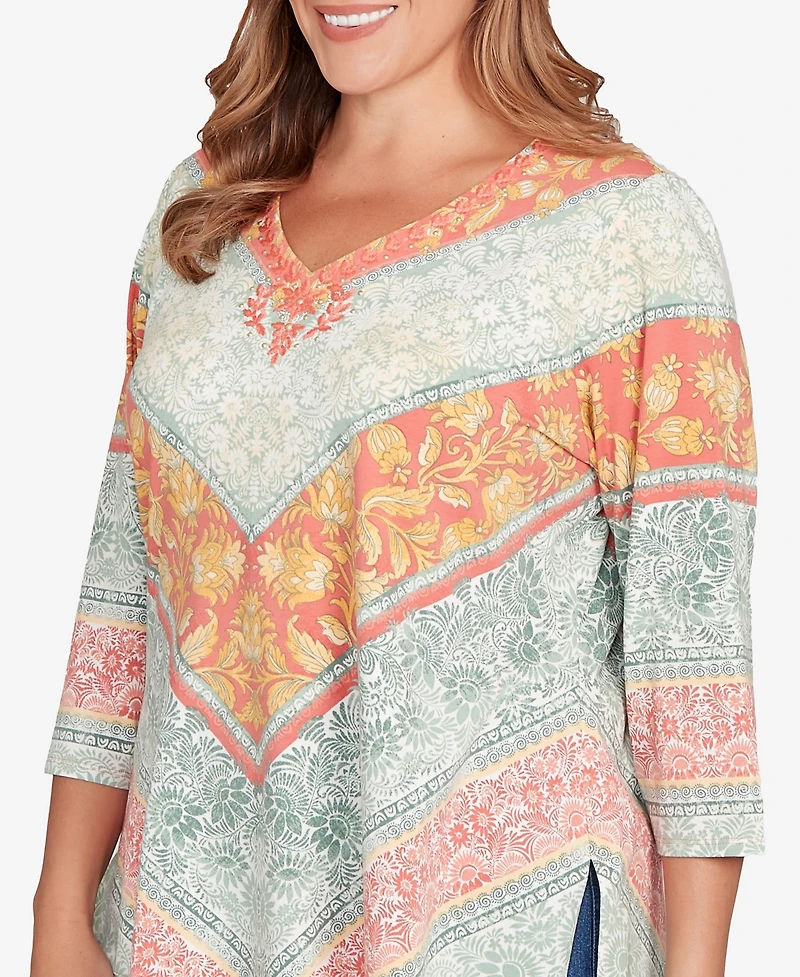 Ruby Rd. Plus Embellished Floral Knit Top