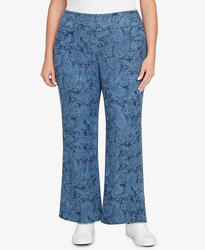 Ruby Rd. Plus Paisley Stretch Denim Pull-On Ankle Jeans