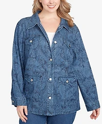 Ruby Rd. Plus Size Wide Leg Floral Cutout Jacket