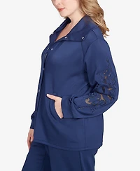 Ruby Rd. Plus Embroidered Floral Cutout Snap Jacket