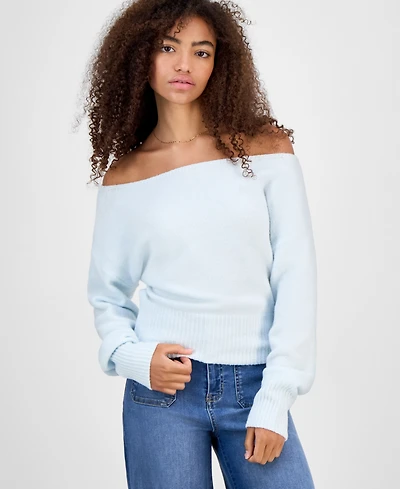 Hippie Rose Juniors' Off-The-Shoulder Slouchy Sweater