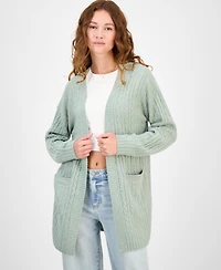 Hippie Rose Juniors' Open-Front Long-Sleeve Midi Cardigan
