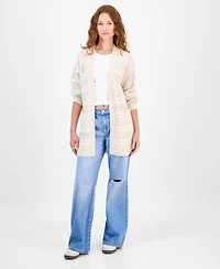 Hippie Rose Juniors' Open-Front Long-Sleeve Midi Cardigan