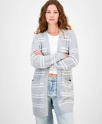 Hippie Rose Juniors' Open-Front Long-Sleeve Midi Cardigan