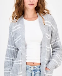 Hippie Rose Juniors' Open-Front Long-Sleeve Midi Cardigan