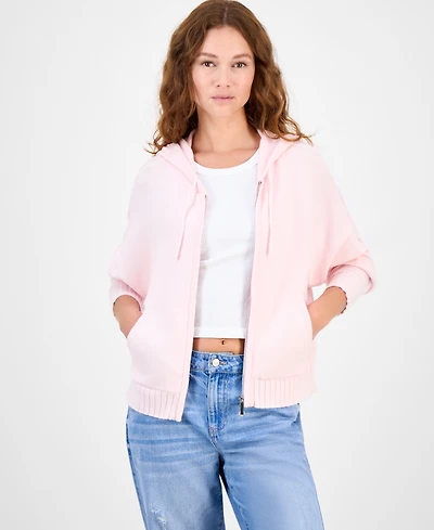 Hippie Rose Juniors' Mossy Zip-Up Sweater Hoodie