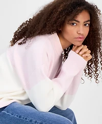 Hippie Rose Juniors' Oversized Stripe Long-Sleeve Sweater