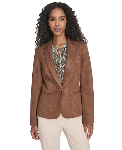 Tommy Hilfiger Women's Scuba Suede One Button Collared Blazer