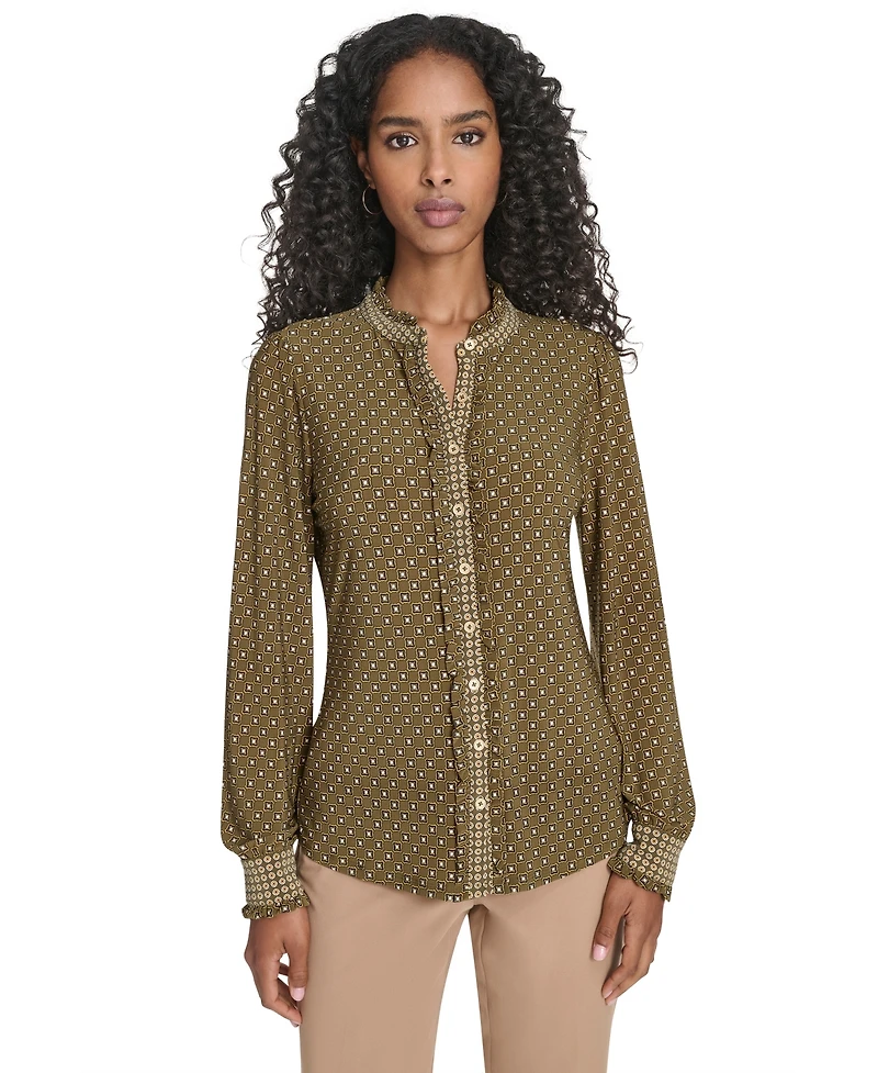 Tommy Hilfiger Women's Foulard Ruffle Button-Up Top