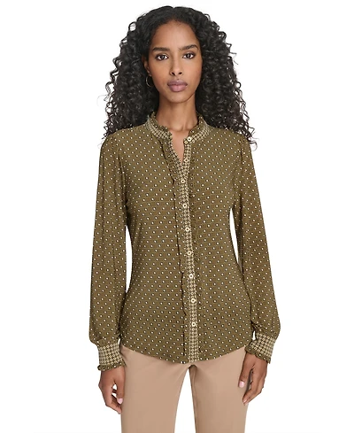 Tommy Hilfiger Women's Foulard Ruffle Button-Up Top
