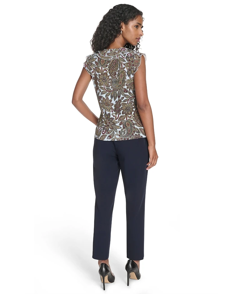 Tommy Hilfiger Women's Paisley Ruffle Front Top