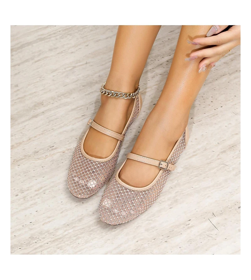 Berness Freda Rhinestone Studded Mesh Mary Janes