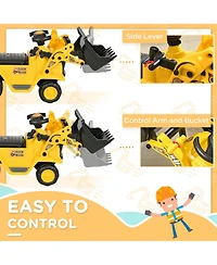 Homcom Kids Ride on Tractor with Storage, Excavator Scooter Gift for Kids