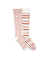 Muk Luks Women's 2 Pack Tall Compression Cozy Sock