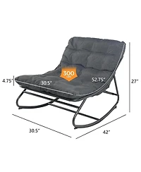 Mondawe Modern Armless Rocking Chair W/ Breathable Mesh Plush Cushion Steel Frame Package style seat