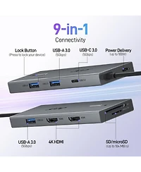 Acer Usb-c Docking Station with Dual Hdmi | 9-in-1 Laptop Multiport Adapter | 4K Hdmi, Usb A & C Ports, Sd/Micro Sd, 100W Pd Charging | Compatible wit