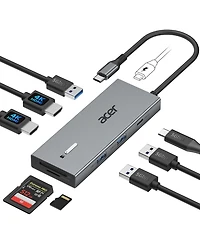Acer Usb-c Docking Station with Dual Hdmi | 9-in-1 Laptop Multiport Adapter | 4K Hdmi, Usb A & C Ports, Sd/Micro Sd, 100W Pd Charging | Compatible wit