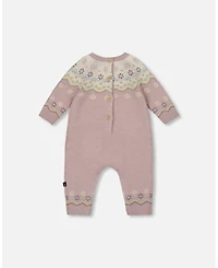 Deux par Baby Girl Jacquard Knitted Romper Keepsake Lilac