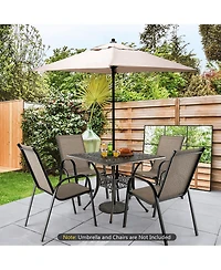 Gymax 35.4'' Patio Square Dining Table Cast Aluminum Umbrella Hole All-weather Outdoor