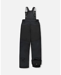 Deux par Girl Two-Piece Play Snowsuit with Allover Print Jacket and Solid Pant Black