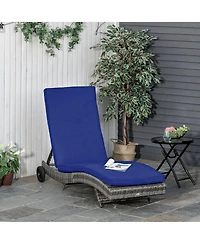 Flynama Chaise Lounge Pool Chair, Outdoor Pe Rattan Cushioned Patio Sun Lounger w/ 5-Level Adjustable Backrest & Wheels for Easy Movement, Wicker