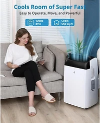 gaomon 12,000 Btu Portable Ac - Quiet Operation, Dehumidifier & Fan, Remote Control, Black Cover, Cools Rooms up to 550 Sq. Ft