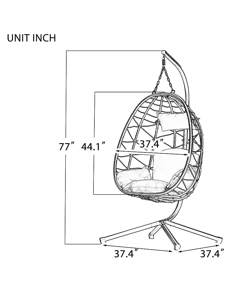 Flynama Egg Chair with Stand Indoor Outdoor Swing Chair Patio Wicker Hanging Egg Chair Hanging Basket Chair Hammock Chair with Stand for Bedroom Livin