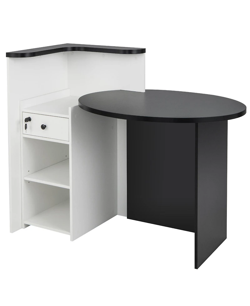 Mecale Front Reception Office Desk with Open Shelf and Lockable Drawer