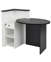 Mecale Front Reception Office Desk with Open Shelf and Lockable Drawer